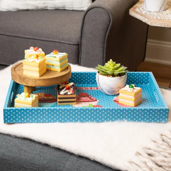 Northlight Set of 3 Pink and Blue "PATISSERIE" Rectangular Serving Trays 19" {4}