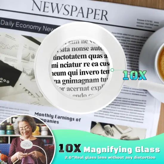 10X Magnifying Glass with Light, Clip on Mganifier with Light, 48 LED Desk Magnifying Glass wtih Clamp, 3 Modes Dimmable Magnifying LED Lamps for Bed Work Crafts DIY Repair White {6}