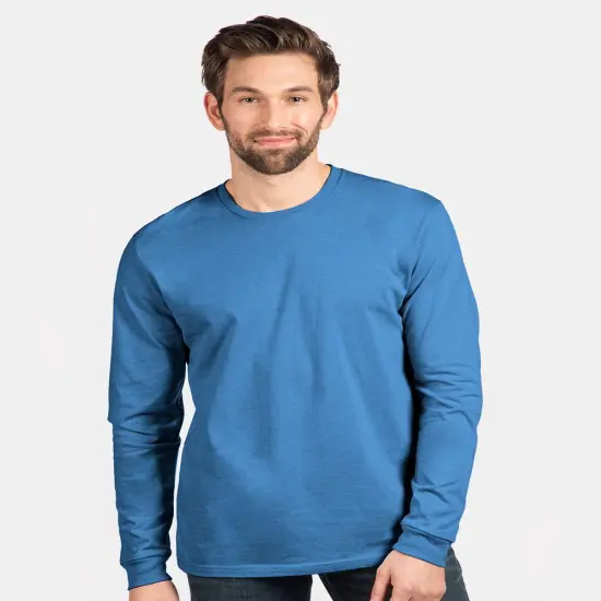 Next Level&reg; Sueded Classic Fit Crewneck Long Sleeve T-Shirt Heather forest green {4}