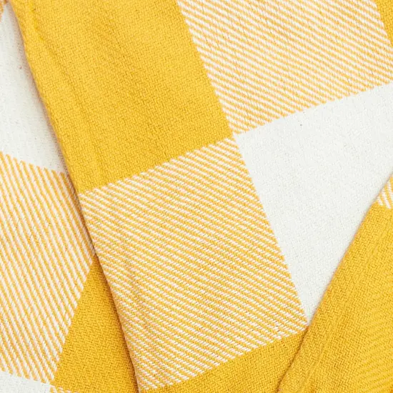 Franklin Ochre Gingham Check Throw Blanket {4}