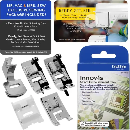 Brother Innov-&iacute;s Pacesetter PS500 Computerized Sewing Machine w/Starter Package - Includes Brother 5 Sewing Foot Embellishment Pack + Mr. Vac & Mrs. Sew - Ready, Set, Sew Video {2}