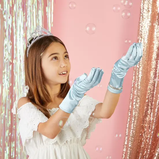 4 Pairs of Satin Princess-Style Gloves For Little Girls Dress Up Costumes, Tea Party, Birthday, Wedding, Pageant (4 Colors), For Ages 3+ Multicolor {2}