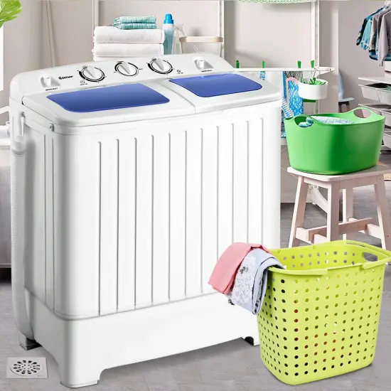 Costway 17.6 lb Portable Mini Compact Twin TubWashing Machine Washer Spin Dryer {2}