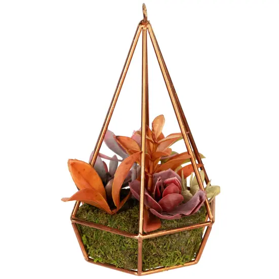 Northlight Artificial Succulents Arrangement in 6-Sided Wire Frame - 9" Green {6}