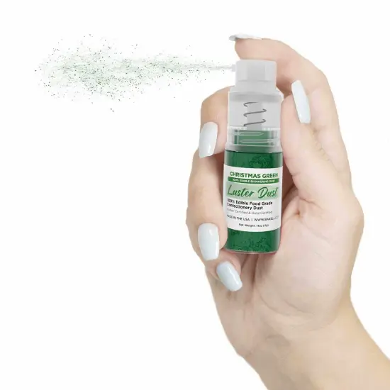 Bakell - Christmas Green Luster Dust (4g, 1x Pump) Edible Vegan Dust & Paint for Baking, Desserts and Beverages {3}