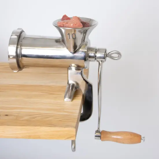 Lehman's Clamp-Down Meat Grinder #10, Manual Hand-Cranked Stainless Steel Meat Grinder for Home Use, Easy to Clean and Store {5}