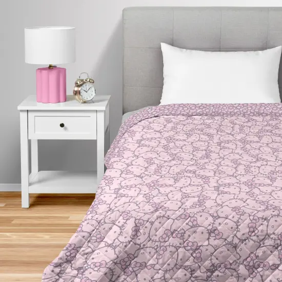 Sanrio Hello Kitty and Friends Quilted Blanket Rainbow Pink {11}