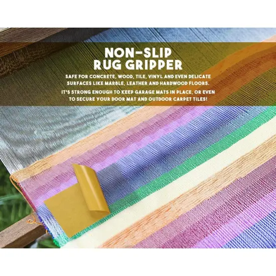 Heavy Duty Double Sided Tape for Carpet, Area Rugs, Self Adhesive for Hardwood, Tile, Indoor, and Outdoor Floors, 49 Feet Gold {2}