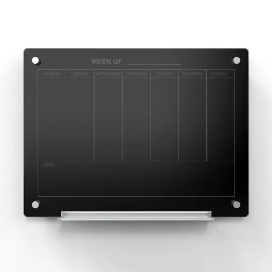 Audio-Visual Direct Magnetic Glass Weekly Calendar & Planner Dry-Erase Board Set Black {2}