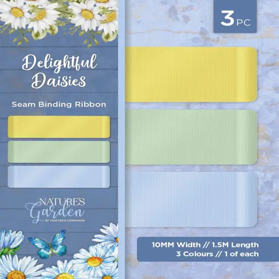 Nature's Garden Seam Binding Ribbon 3/Pkg-Delightful Daisies {1}
