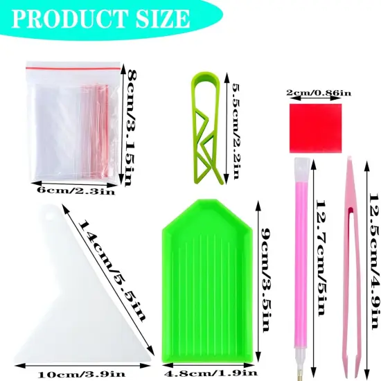 94PCS 5D Diamond Art Painting Tools and Accessories Kits,with 20 Plastic Diamond Trays,20pcs Glue Clay,20 Diamond Art Painting pens,Non-Slip Clips,tweezer,and Diamond Crreection {2}