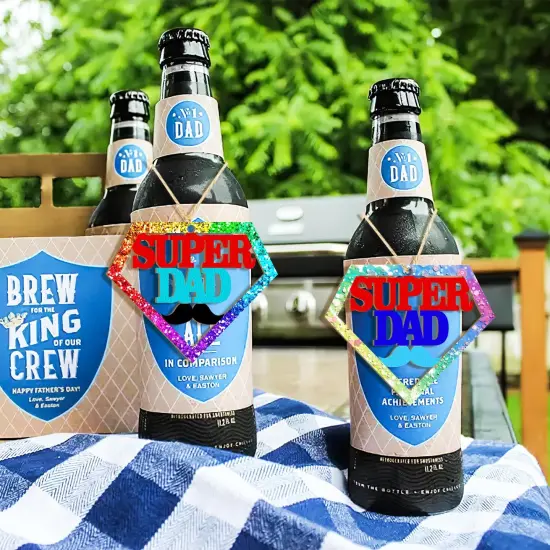 Wooden DAD Ornaments to Paint Father's Day Birthday Party Decoration Cutouts Unfinished 24PCS 3.5 x 3 inches, DIY Blank Unfinished Wood Daddy Ornament for Home Crafts Hanging Father Day Decoration {4}