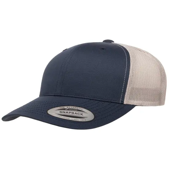 YP Classics&reg; Adult Retro Trucker Cap Vintage & Stylish Fit NAVY/ SILVER {1}