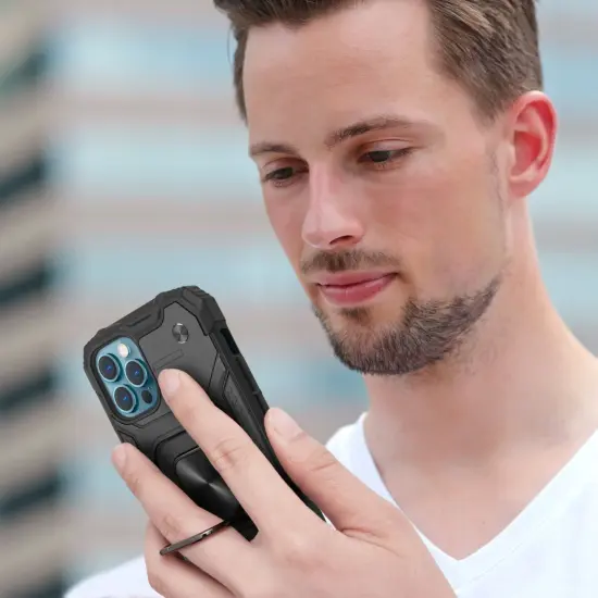 Insten Rugged Dual-Layer Case Compatible With iPhone 12 Pro Max Case 6.7 inch (2020) Full Body Heavy Duty Case with 360 Ring Kickstand, Anti-Scratch Anti-shock Drop Protection, Black {7}