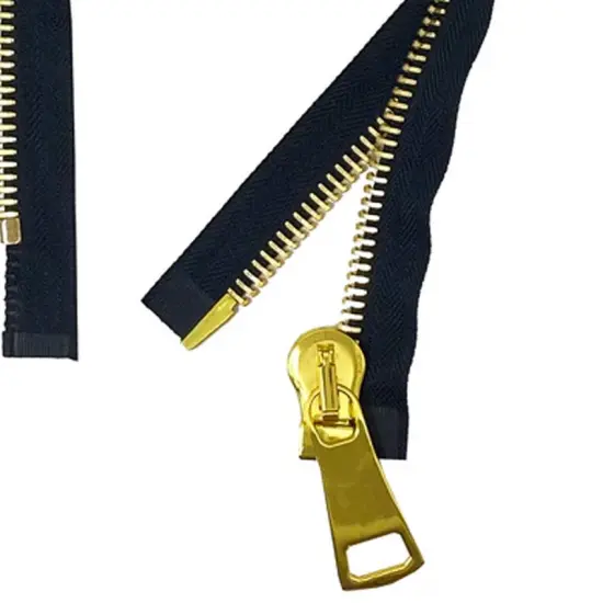 Zip Up 15MM One Way Separating Zipper Black Tape Gold Teeth 36 Inch {1}