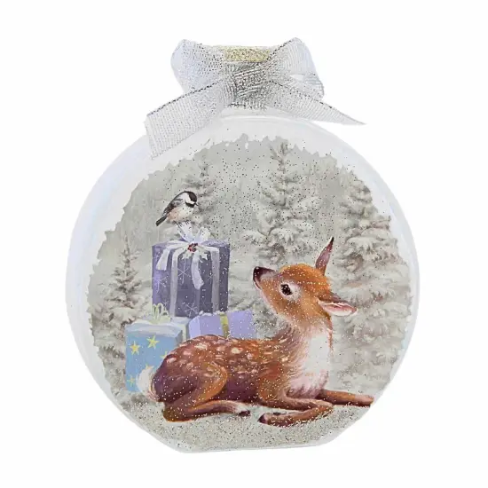 Stony Creek 4.5 Inch Soft Winter Fawn Round Jar Christmas Lighted Glass Accent , Christmas Decor Electric Pre-Lit PRESENTS {3}