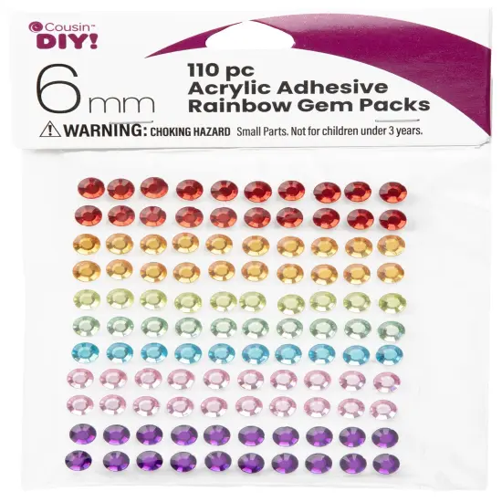 CousinDIY Acrylic Adhesive Gems 6mm-Rainbow {1}