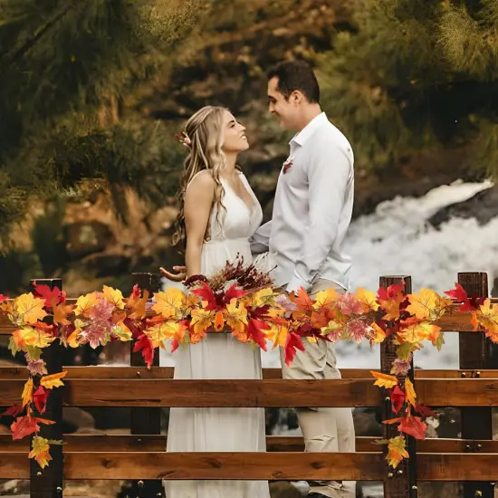 7 Pack Fall Garland Maple Leaves - 6Ft/Piece (Colorful B) {3}