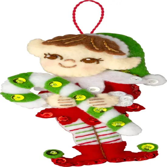 Bucilla Felt Ornaments Applique Kit Set Of 4-Merry Elves {6}