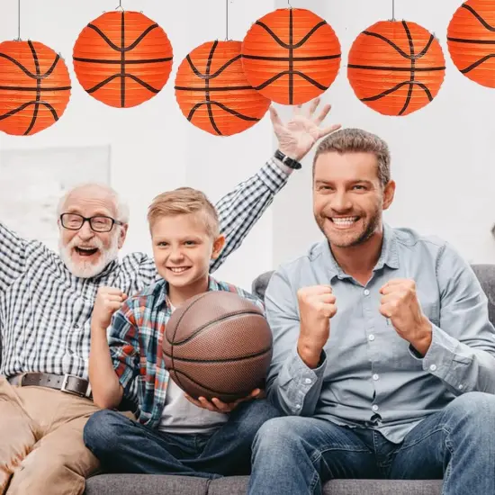 8 Pcs Basketball Paper Lanterns 8 Inch Basketball Shaped Sport Paper Lanterns Basketball Hanging Lanterns for Boys and Girls Basketball Theme Birthday Party Decorations {2}