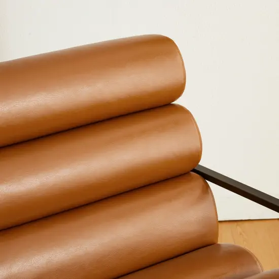 26.75"W Modern Comfy PU Leather Accent Chair with Metal Frame Set of 2-Coffee {4}