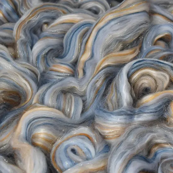 Designer Blend Merino, Bamboo, Stellina and Mulberry Silk Top Roving. Fancy, Colorful, Exotic - Limited Edition.  {3}