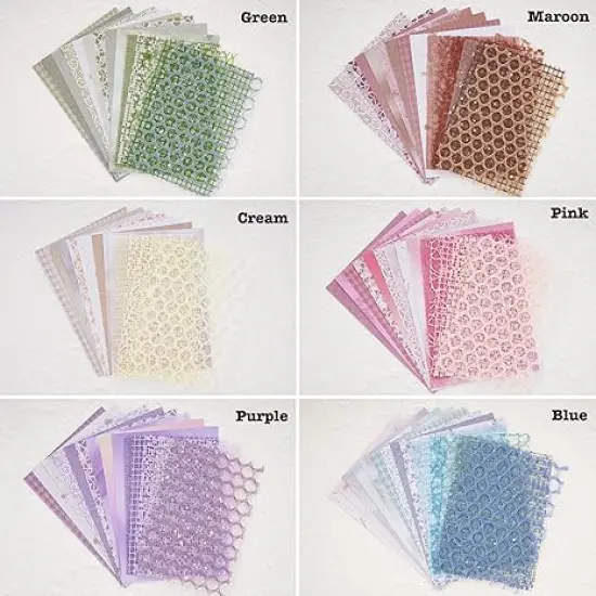 90 Sheets Scrapbook Paper and Decorative Mesh Fabric Assorted Set - 6 Pack Mixed Special Paper for Scrapbooking Planner Bullet Junk Journal Supplies Mixed Media Collage Card Embellishment 5.1x7 Inch {2}