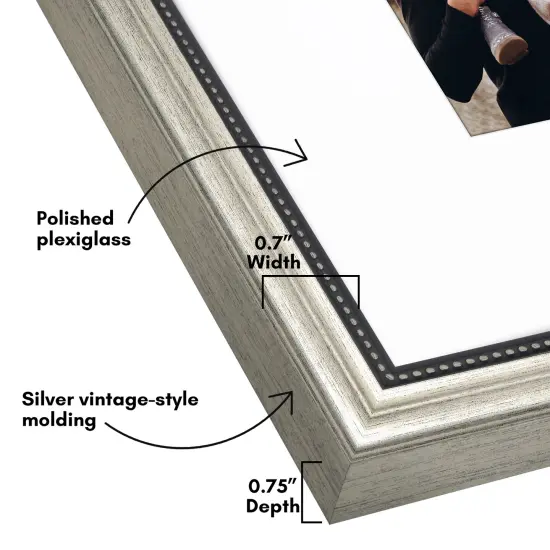 Americanflat Vintage Picture Frame with Mat and Beaded Accents with Shatter Resistant Glass {3}