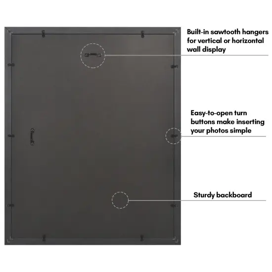 Americanflat 16x20 Picture Frame with Decorative Inner Mat Accent - Use as 11x14 photo frame with the Mat or as 16x20 frame without the Mat - Statement Frame with Polished Plexiglass {6}