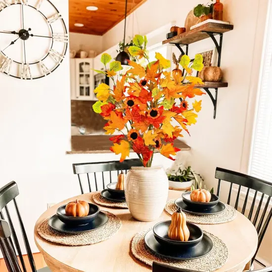 6 Pcs Fall Maple Leaves Branches - 27.6in {4}