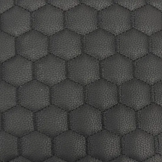 1 Yard Honeycomb Quilted Faux Leather Vinyl Fabric For Upholstery Car Seats Crafts Wall 54" Width Black | Blue {7}