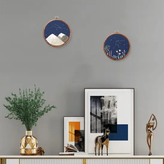 8 Pcs/Set Mini Embroidery Hoops 3 Inch Round Imitated Wood Plastic Display Frame Reusable Circle Cross Stitch Hoop Ring for Art Craft Sewing and Hanging Ornaments Home Decor {3}