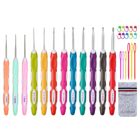 Ergonomic Crochet Hooks Set with Case, 12PCS Crochet Hooks for Arthritic Hands, Size from 0.8mm~6.0mm {1}