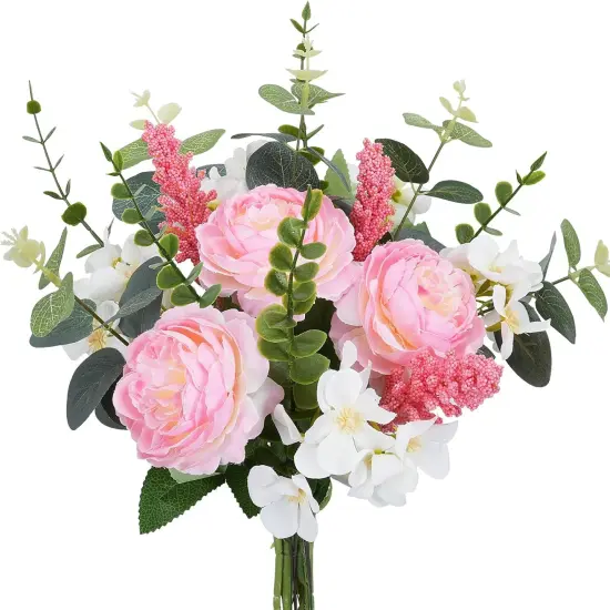 Artificial Silk Flowers Artificial Flowers Bouquets Pink Florals Arrangements Faux Peony Faux Flower Stems for Spring Wedding Bride Home Table Centerpiece Farmhouse Decorations 16PCS {1}