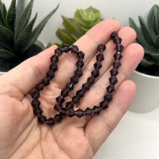 1 or 4 Strands 6x6mm Purple Bicone Beads, Imitation Crystal, Grade AA {3}