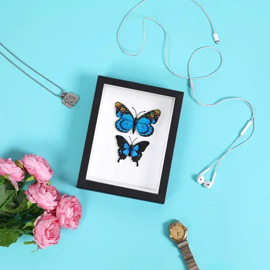 KAPIX Shadow Box 5x7 Picture Frame with Real Glass Deep Wood Memory Box Display case for Flowers,Ticket,Memorabilia,Keepsake,Medal,Art and Photos,Black {5}