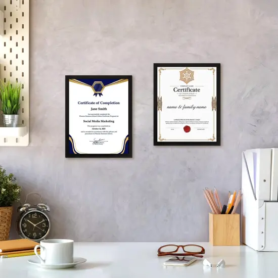 FIXSMITH 8.5x11 Diploma Frame, Black Picture Frame with Clear Plexiglass, 2 Pack Certificate Frame for Wall Display, 8.5x11 Document Frame, High School Diploma Frame {3}