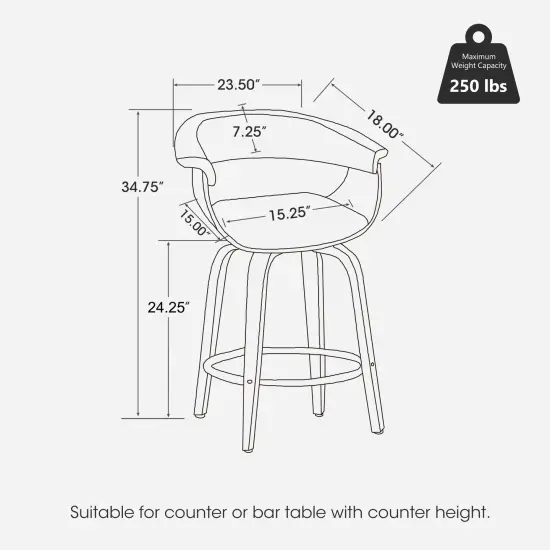 Set of 2/4 Modern Counter & Bar Height Wooden Swivel Bar Stools {6}