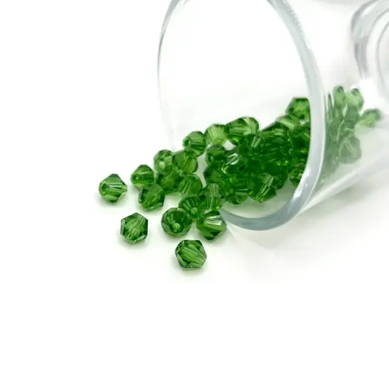 1 or 4 Strands 6x6mm Green Bicone Beads, Imitation Crystal, Grade AA {1}