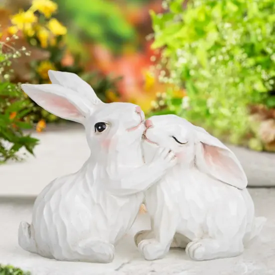 Easter Couple Bunny Decorations Spring Indoor Home Decor Electroplated European Mini Bunny Figurines Couple Gifts(Couple Bunny White) {2}