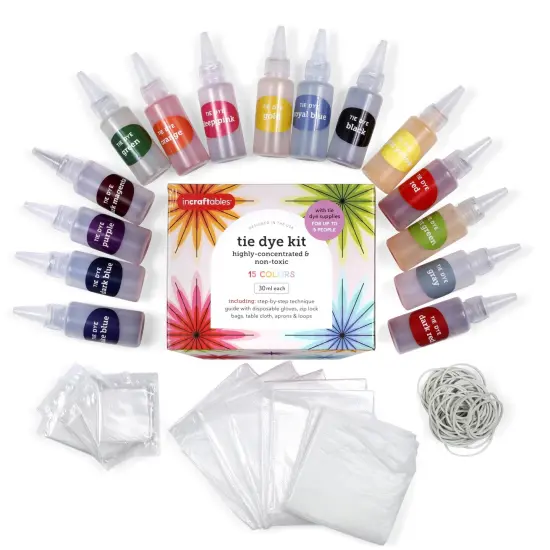 Incraftables Tie Dye Kit for Adults & Kids. Bulk Tie Dye Powder Set Non Toxic 15 Colors Guide, Disposable Gloves, Zip Lock Bags, Table Cloth, Aprons & Loops for Beginner & Pro {1}