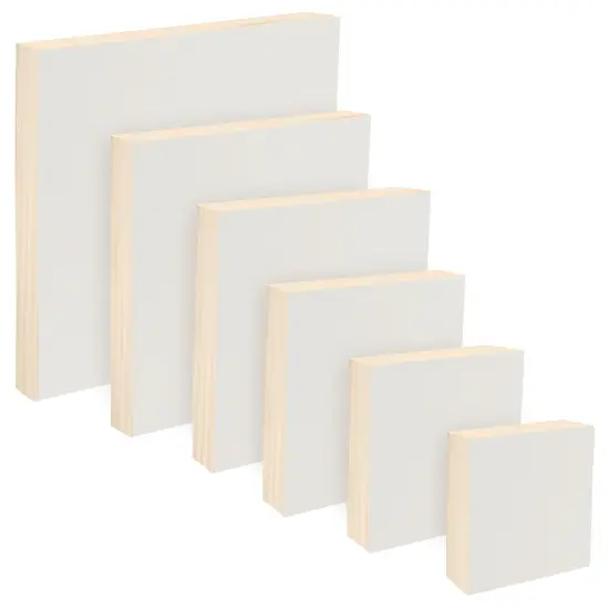 Da Vinci Pro Medium Textured Gesso Panel - 7/8" Deep - Set of 6 Square Wood Panels for Painting - Accepts Mediums like Canvas - For Oils, Acrylics, Mixed Media, Pastels & Drawing Sticks {1}