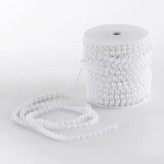 Craft String Pearls 6MM Pearl Bead, 66 Feet White Faux Pearl Garland Spool Roll Strand Wedding Party Decoration, Christmas Tree Decorations {3}