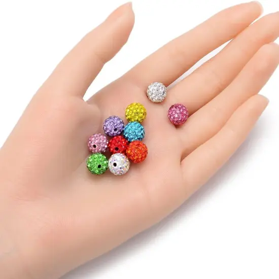 100pcs Grade A Suncatcher Crystal Rhinestone Pave Loose Beads 10mm Peridot Green Polymer Clay Disco Spacer Ball {2}