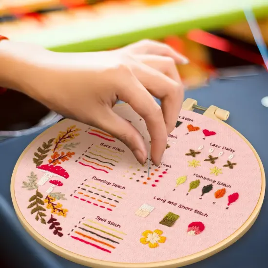 3 Sets Embroidery Kit for Beginners, Embroidery Kit for Adults with Follow Instruction, Cross Stitch Kits with Wooden Embroidery Hoops (Stlye B) {5}