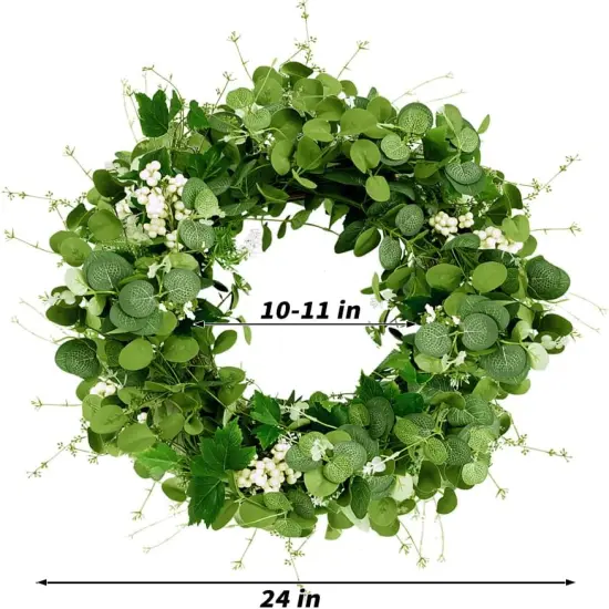 Eucalyptus Wreath 22-24 Inch, Spring Wreaths for Front Door Outside with White Berry {2}