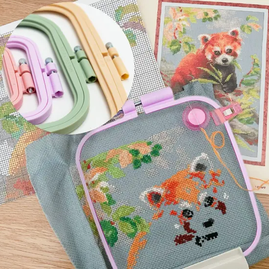 4 Pieces Embroidery Hoop Rectangle Square Embroidery Frame Cross Stitch Hoop Sewing Tool for Art Craft Handy Sewing (Multicolor),with Gold Eye Embroidery Needles {5}