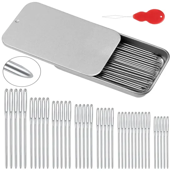 80/40 PCS Large-Eye Blunt Needles,8 Sizes Stainless Steel Yarn Knitting Needles,Sewing Needles,Crafting Knitting Weaving Stringing Needleswith Threaders for Finishing Off Crochet Projects CJ {2}