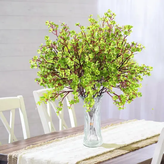 10 Pcs Babys Breath Green Flowers Artificial Gypsophila Flowers St. Patrick's Day Fake Silk Flowers for Home Decor Spring Floral Arrangement Table Centerpieces {5}