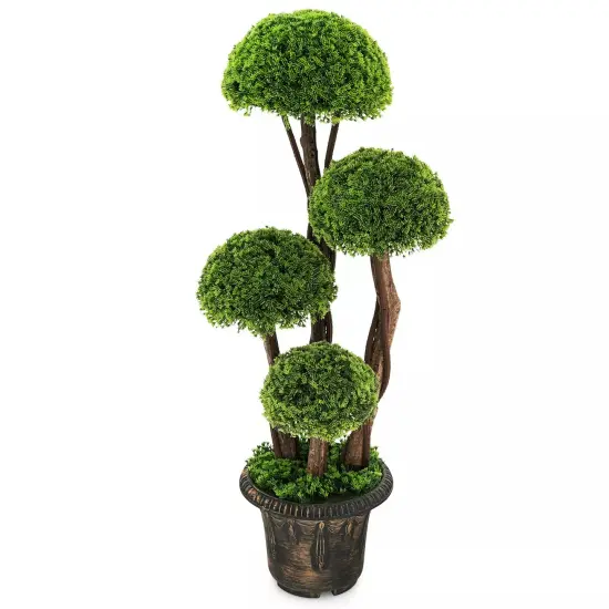 3FT Artificial Tree w/ Abundant Leaves & Realistic Trunks Indoor Outdoor Decor {1}